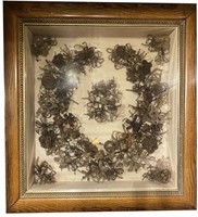 Rare Large Victorian Mourning Hair Wreath in Shado