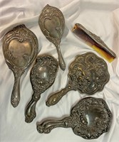 Collection of Art Nouveau Silver Hand Mirrors