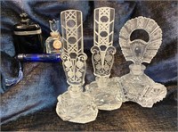 6 pc Crystal Etched Perfume Bottles In the manner