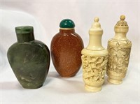Collection 4 Chinese Art Deco Snuff Bottles Jade C