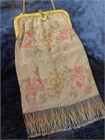 French Micro Beaded Rose Flapper Purse
