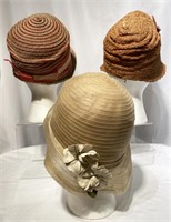 Collection 3 Flapper Ladies Cloche Hats 1920s