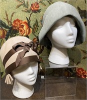 2 Art Deco 1920s Cloche Hats