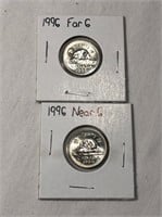 1996 Near & Far 6 Canadian 5 Cent Coins