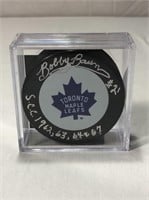 Bobby Baun Autographed Hockey Puck With COA