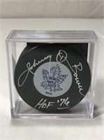 Johnny Bower Autographed Hockey Puck