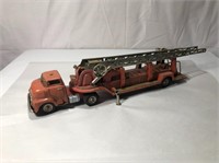 Large Vintage Japan Tin Fire Ladder Truck Toy