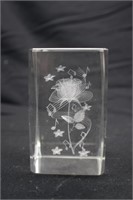 Crystal 3D Etched Paper Weight of Musical Rose