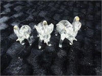(3) Glass Elephant Decorations