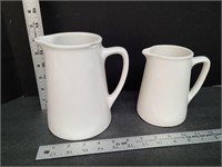 2 Hircules Vitrified England Cream Pitchers