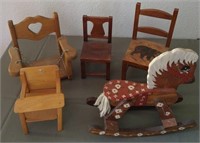911 - HANDPAINTED ROCKING HORSE & TODDLER CHAIRS