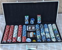 403 - POKER CHIPS & PLAYING CARDS IN CASE