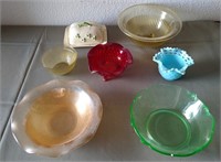 911 - RUBY RED FLUTED BOWL, BLUE, GREEN,YELLOW