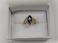 10k yellow gold Vintage Diamond & Black Onyx