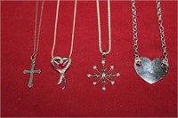 4 Sterling Silver Necklaces Total weight is 38 g.
