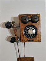 County Line Oak Rotary Wall Phone