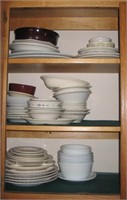 3 Shelves of Plates & Bowls