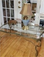 Wrought Iron & Glass Coffee Table & Contents
