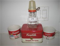 Vintage Nut Grinder-Campbells Tin Box & Soup Bowls