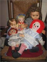 2 Raggedy Anns & 3 Baby Dolls