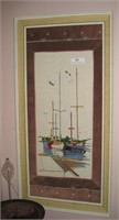 Framed Stitched Nautical Wall Art - 39 x 20