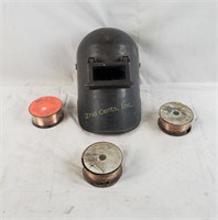 Welding Helmet & 3 Spools Of New Wire