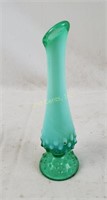 Art Glass Green Hobnail Vase, 8.5" Tall