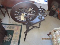 Antique wooden spinning wheel