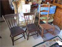 2 Wooden Chairs & rocking chair