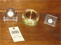 2 sm. Waterford clocks & marble desk clock