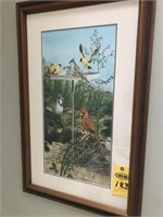 Ray Harm Birds at Feeder Signed Print 21"x33"