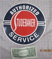Studebaker Service Porcelain Sign 14" Round