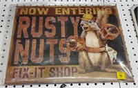 Rusty Nut Tin Sign