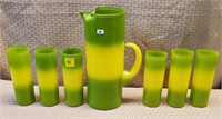 Yellow & Green Pitcher & Glass Set