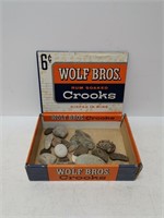 vintage cigar box and rock collection