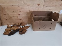 old shoe stretchers and clothes hangers