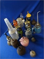 22 pc antique lamps, primitive oil lamps