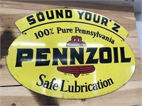 Pennzoil AM 7-66 Sound Your Z Metal Sign Double
