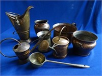 8 pc of copper cooking utensils, antique copper