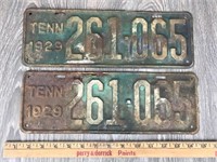 Tennessee 1929 Pair License Plates 261-065
