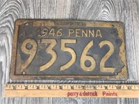 Pennsylvania 1946 License Plate #93562