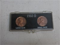 1960 D Large Date and Small Date Penny