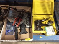 Staple gun & box of misc shop items