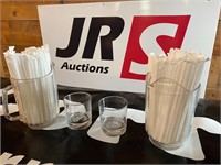 12 Rye glasses/jugs & straws