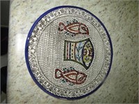 Decorative Mosaic plate depicting 2 fish