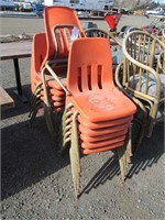 (12) Plastic School Chairs