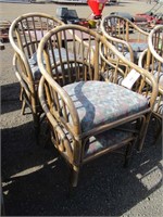 (4) Bamboo Padded Chairs