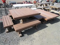 Wood Picnic Table w/(7) Benches