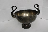 Vintage Silver Swan Pedestal Bowl 1 x 15"