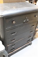 Antique Black 5 Drawer Dresser 44 x 19 x 35"